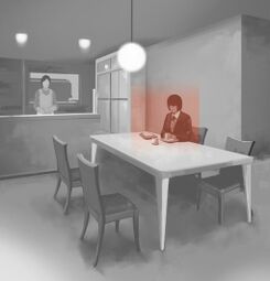 In the kitchen/dining area
